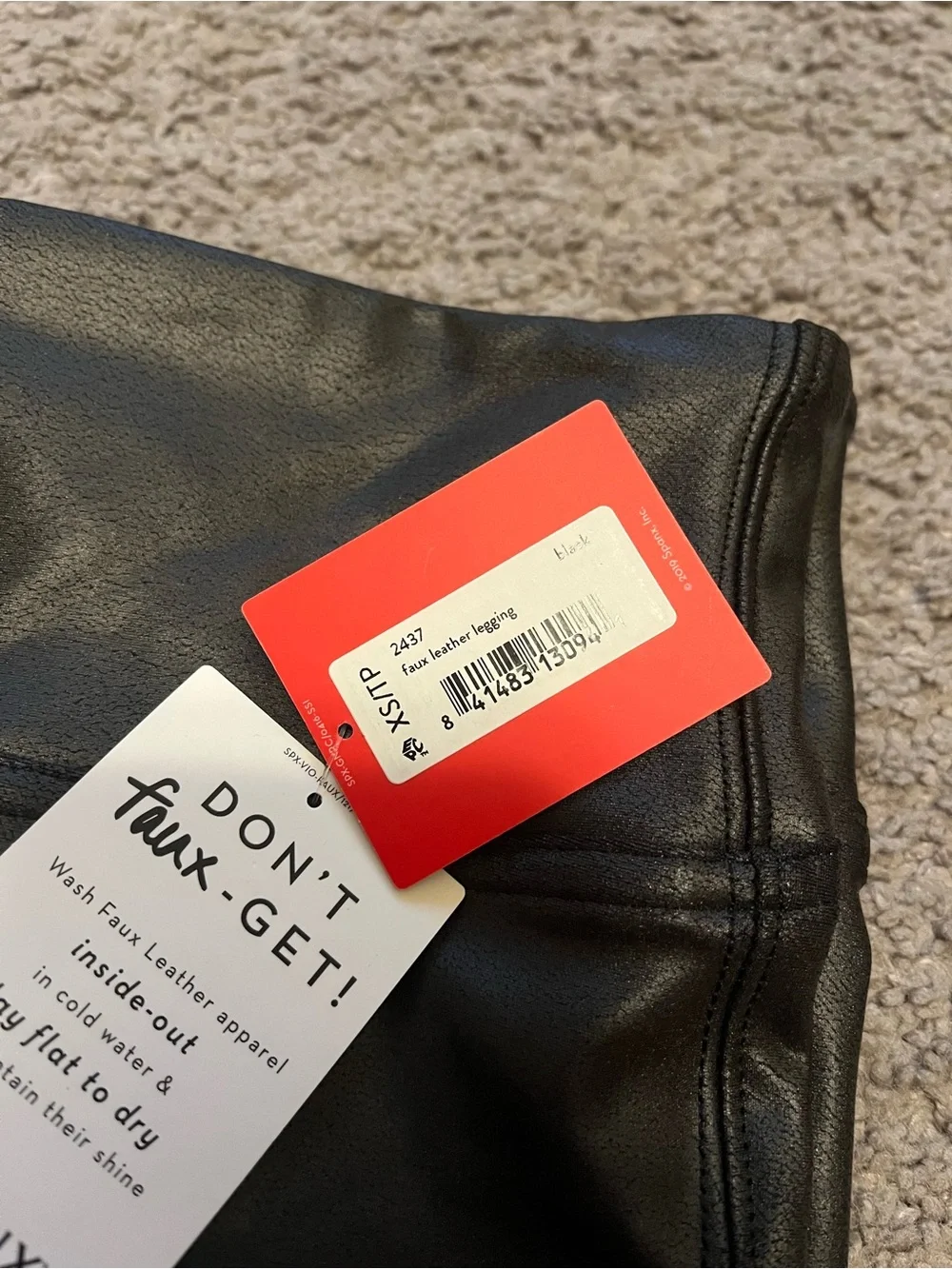 New Spanx Faux Black Leather Leggings Size XS